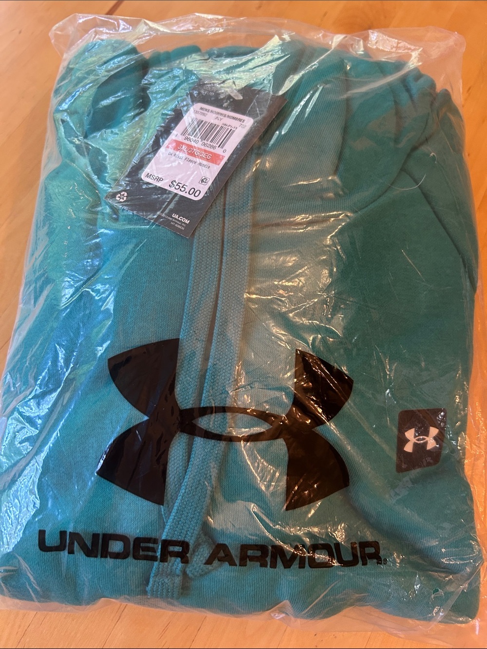 Under Armour Teal pullover Hoodie with Black Logo brand new in packaging